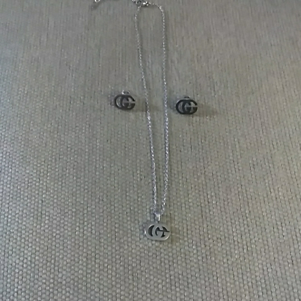 Silver Necklace and Earring Set